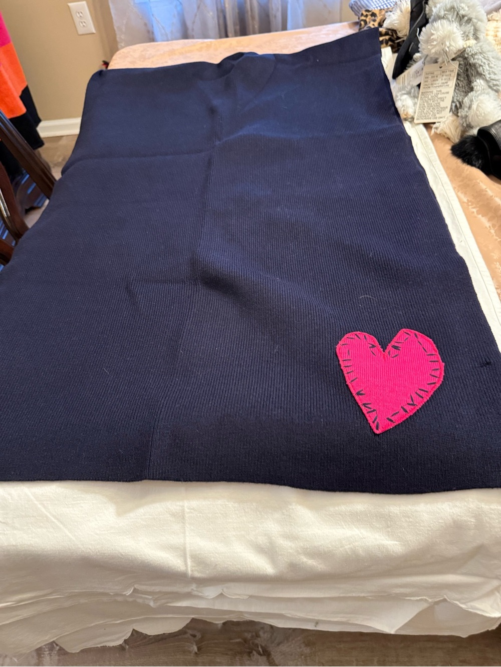 Rosenthal Navy Wrap with Hot Pink Heart Patch